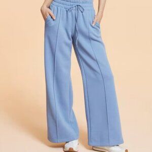 Blogilates Women's Travel Trouser High-Rise Wide Leg Sweatpants - Blue